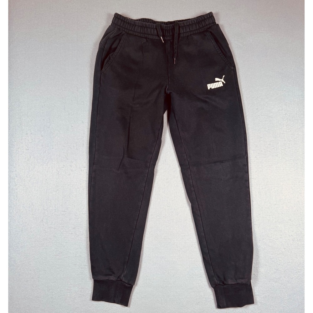 Puma Men Black Fleece Joggers Sweatpants Medium Activewear Pockets Classic Logo